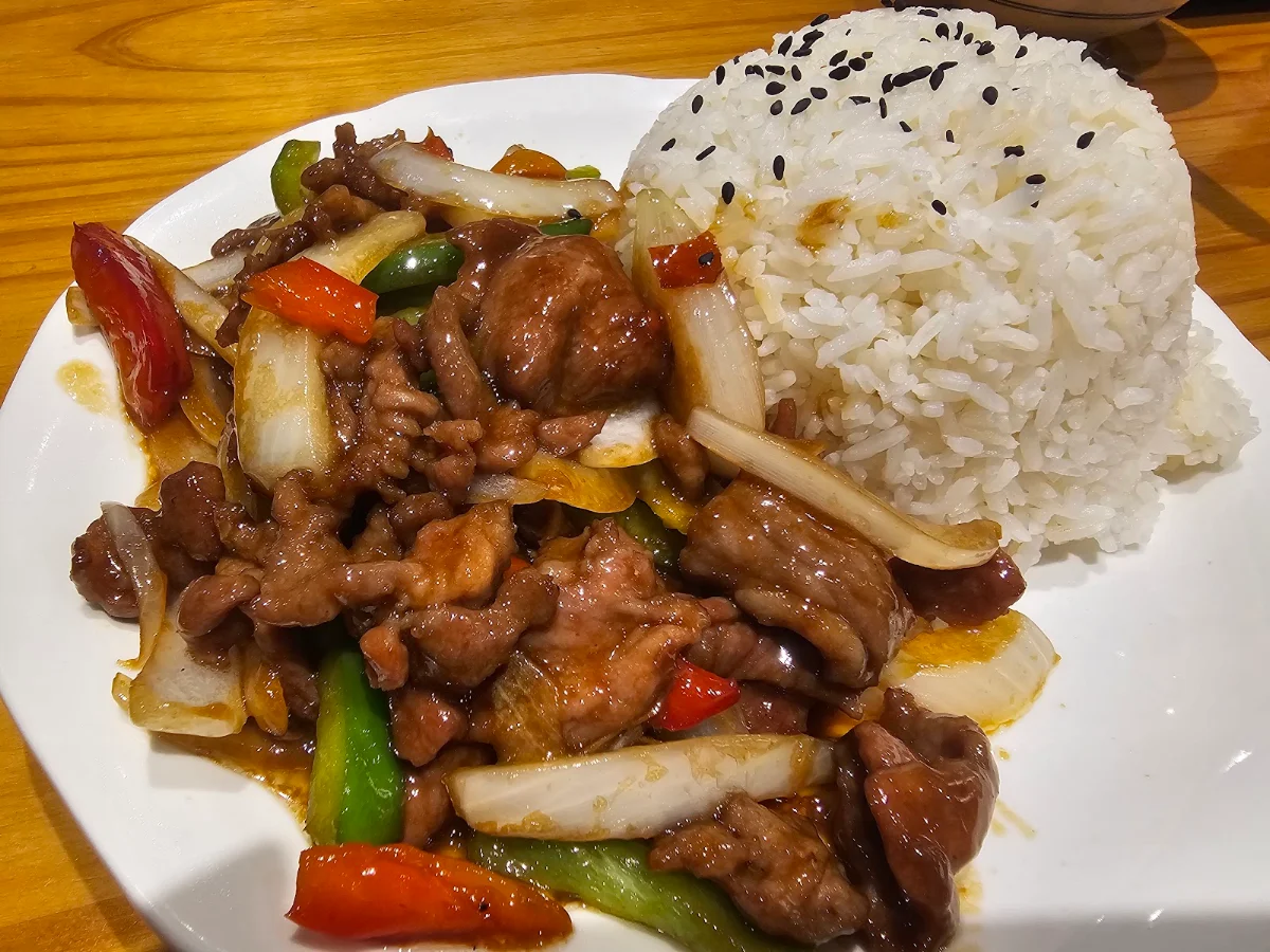 黑椒牛肉 鸡肉盖饭 rice with black pepper beef or chicken